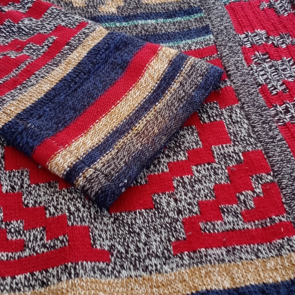 Spense Southwest Artist Style Red Blue Long Sleeve Open Cardigan / Duster M - Picture 7 of 11